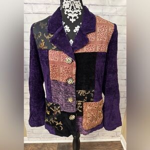 Indigo Moon Small Vintage 90’s Y2K Purple Asian  Patchwork Jacket‎ Boho Hippie